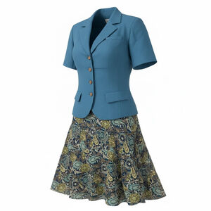 STUDIO I Blue Green Paisley Skirt 12P Jacket Size 12